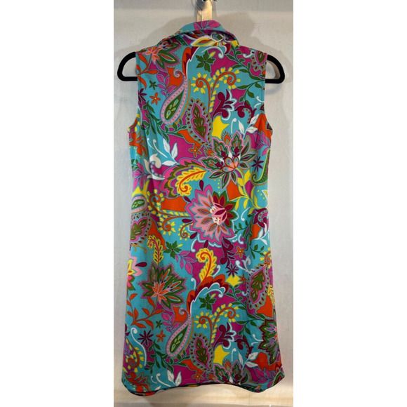 NEW Cappagallo Womens Size S Azure Hippie print Stretch Sleeveless Dress Zip D17 - Picture 4 of 7